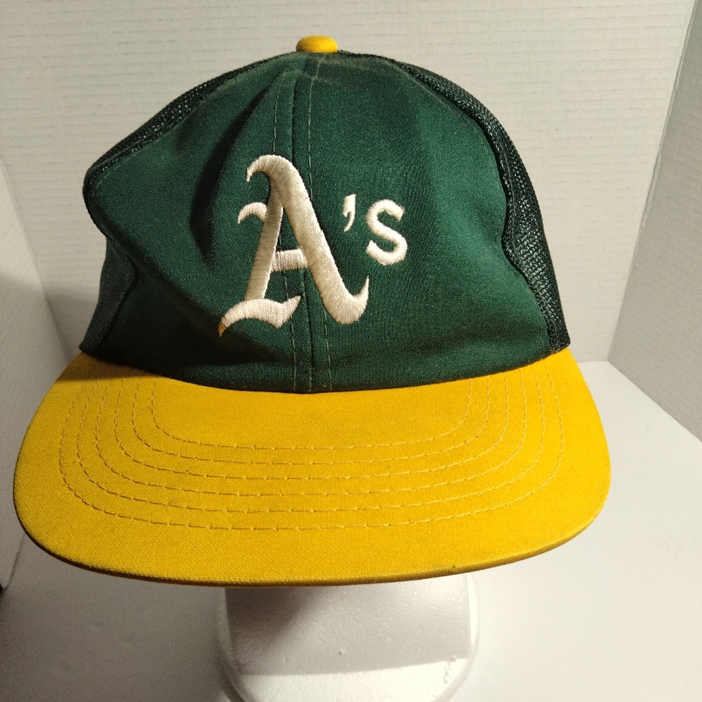 Oakland A's Sports Baseball Green Yellow Trucker Cap Adjustable Hat One Size
